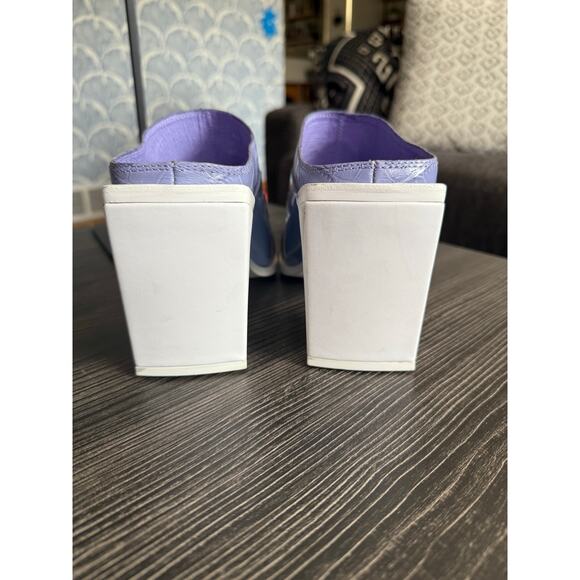 Jeffrey Campbell Lavender and Light Blue Croc-Accent Block Heel Mules - Picture 3 of 7